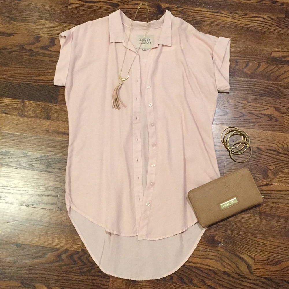 NWT THREAD & SUPPLY blush button down blouse